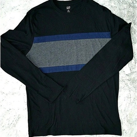 NEW Gap  Everyday Crewneck Long Sleeve BLACK GREY BLUE, Cotton Sz M, NWT - Picture 9 of 9